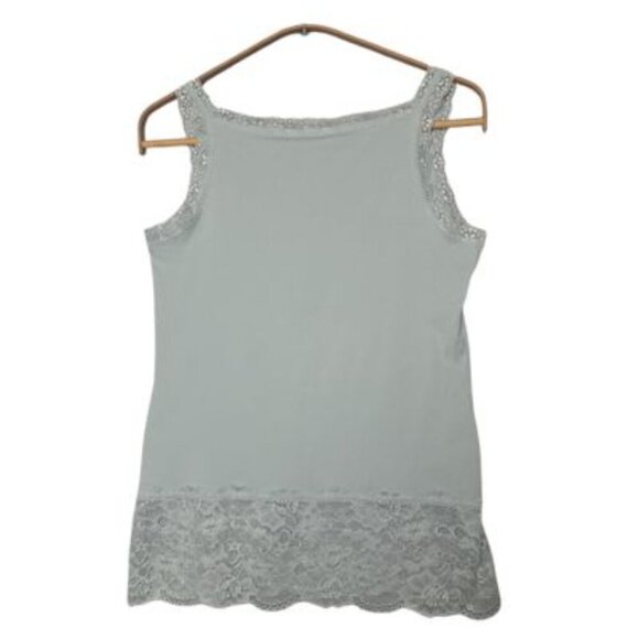 Sundance Elan Lace Trim Cotton Blend Tank Top - Picture 3 of 4